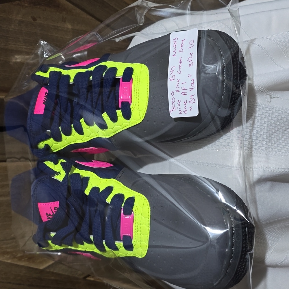 NWOB Nike AF1 "By You" Low 3M Thinsulate Neon Pink Green Blue Gray Womens Sz. 10 - Picture 8 of 8